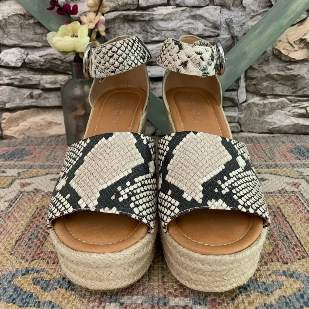 #03 Nine West Adell Snake Espadrille Platform Wedge Heel Sandals Shoes Women’s 8